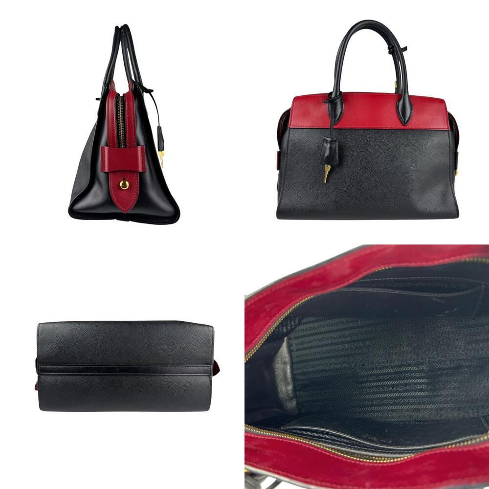 Prada satchel Saffiano red black Esplanade leather